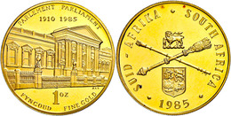 831 1 Unze, Gold, 1985, Parlamentsgebäude In Kapstadt, Fb. 13, In Kapsel, PP. Selten!  PP - Sud Africa