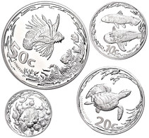 832 Set Zu 5 Cent Bis 50 Cent (4 Münzen), 2013, Marinegeschützte Gebiete, 1/4 Bis 2 Unzen Silber, Schatulle Mit Zertifik - Afrique Du Sud