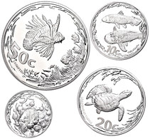 832 Set Zu 5 Cent Bis 50 Cent (4 Münzen), 2013, Marinegeschützte Gebiete, 1/4 Bis 2 Unzen Silber, Schatulle Mit Zertifik - Südafrika