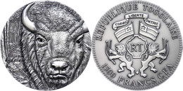 833 1.500 Francs, 2012, Bison D Europe, 2 Unzen Silber, Antik Finish, Steine, In Kapsel Mit Zertifikat, St. Auflage Nur  - Togo