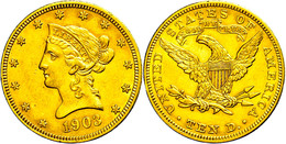 859 10 Dollars, Gold, 1903, Liberty Head, Philadelphia, Fb. 155, Kl. Rf., Ss-vz.  Ss-vz - Altri & Non Classificati