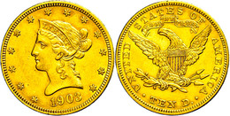 859 10 Dollars, Gold, 1903, Liberty Head, Philadelphia, Fb. 155, Kl. Rf., Ss-vz.  Ss-vz - Other & Unclassified