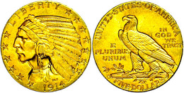 864 5 Dollars, Gold, 1914, Indian Head, Philadelphia, Fb. 148, Vz.  Vz - Altri & Non Classificati