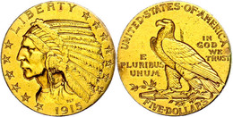 865 5 Dollars, Gold, 1915, Indian Head, Fb. 148, Ss.  Ss - Altri & Non Classificati