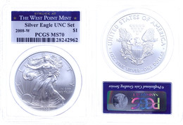 873 1 Dollar, 2008, W, Silver Eagle, In Slab Der PCGS Mit Der Bewertung MS70, UNC Set, West Point Mint Label. - Altri & Non Classificati