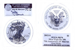 881 1 Dollar, 2012, S, Silver Eagle, In Slab Der PCGS Mit Der Bewertung PR70, 75. Jahrestag SF Mint Set, Revers Proof, F - Altri & Non Classificati