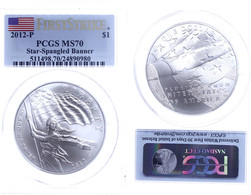 883 Dollar, 2012, P, Star Spangled Banner, In Slab Der PCGS Mit Der Bewertung MS70, First Strike, Flag Label. - Sonstige & Ohne Zuordnung