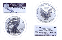 890 Dollar, 2012, S, Silver Eagle, In Slab Der PCGS Mit Der Bewertung PR70, 75. Jahrestag SF Mint Set, Revers Proof, Fir - Altri & Non Classificati