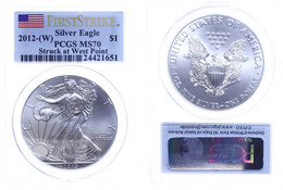 896 Dollar, 2012, Silver Eagle, In Slab Der PCGS Mit Der Bewertung MS70, Stuck At West Point, First Strike, Flag Label. - Altri & Non Classificati