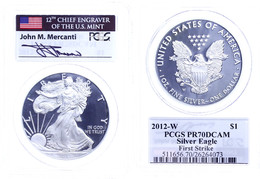 900 Dollar, 2012, W, Silver Eagle, In Slab Der PCGS Mit Der Bewertung PR70DCAM, First Strike, Mercanti- Flag Label. - Other & Unclassified