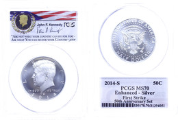 933 1/2 Dollar, 2014, S, Kennedy, In Slab Der PCGS Mit Der Bewertung MS70, Enhenced-Silver, First Strike. - Altri & Non Classificati