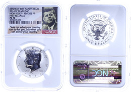 934 1/2 Dollar, 2014, W, Kennedy, In Slab Der NGC Mit Der Bewertung PF70, High Relief-Reverse Proof, First Releases, Ken - Altri & Non Classificati