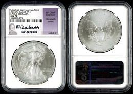 942 Dollar, 2014, Silver Eagle, In Slab Der NGC Mit Der Bewertung MS70, Early Releases, Stuck At San Francisco Mint, Eli - Altri & Non Classificati