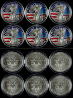 957 Set Zu 6x 1 Dollar, 2014, Silver Eagle - Golden Gate Bridge, Je 1 Unze Silber, Coloriert, Nur In Kapsel, St  St - Altri & Non Classificati