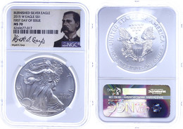 969 Dollar, 2015, W, Burnished Silver Eagle, In Slab Der NGC Mit Der Bewertung MS70, First Day Of Issue, Wyatt S. Earp L - Altri & Non Classificati