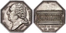 1038 Frankreich, Louis XVIII., Oktogonaler Silberjeton (ca. 33,10x33,10mm, Ca. 17,44g), 1824, Von N Tiolier. Av: Kopf Na - Autres & Non Classés