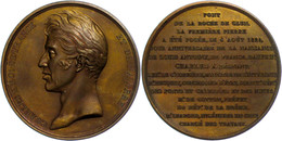 1039 Frankreich, Karl X., Bronzemedaille (Durchmesser Ca. 52mm, 61,02g),1825, Von F. Gayrard, Auf Die Brücke über Die Rh - Autres & Non Classés