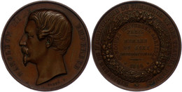 1059 Frankreich, Napoleon III., Bronzemedaille (Dm. Ca. 50,80mm, Ca. 62,61g), 1856, Von F. Caqué. Av: Kopf Nach Links, D - Other & Unclassified