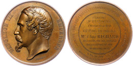 1065 Frankreich, Napoleon III., Bronzemedaille (Dm. Ca. 68,90mm, Ca. 145,01g), 1860, Von F. Domard. Av: Kopf Nach Links, - Autres & Non Classés
