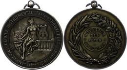 1152 Belgien, Tragbare, Versilberte Bronzemedaille (Dm. Ca. 63,30mm, Ca. 87,07g), 1906, Von J. Fisch. Av: Sitzende Weibl - Sonstige & Ohne Zuordnung