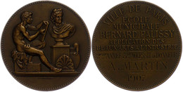 1156 Frankreich, Bronzemedaille (Dm. Ca. 41,50mm, Ca. 43,44g), 1907, Von J. Langrange. Av: Sitzende, Zeichnende Männlich - Autres & Non Classés