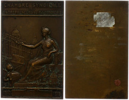 1179 Frankreich, Einseitige, Rechteckige Bronzeplakette (ca. 80,20x51,90mm, Ca. 120,37g), 1910, Unsigniert, Chambre Synd - Sonstige & Ohne Zuordnung