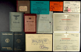 1443 Kleiner Dokumentennachlass Verschiedener Personen Mit U.a. Wehrpass, Quittungsbuch, Handwerkskarte Und Reichsschwim - Autres & Non Classés