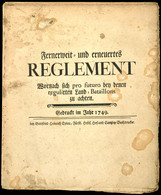 1467 Hessen, "Fernerweit- Und Erneuertes REGLEMENT", Landwehrreglement Von 1749, Dienstvorschrift Der Fußtruppen, Seiten - Altri & Non Classificati