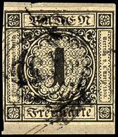 1470 1 Kreuzer Schwarz Auf A-Papier Tadellos Und Allseits Voll- Bis Breitrandig(!) Auf Kleinem Briefstück Mit Fünfringst - Other & Unclassified