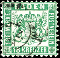 1487 18 Kreuzer Grün, Gestempelt, Leicht Falzhell, Fotokurzbefund Stegmüller BPP, Mi. 700.-, Katalog: 21a O - Other & Unclassified