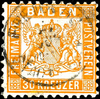 1488 30 Kreuzer Orangegelb Mit Rkr. "FREIBURG JUN 10", Oben Einriss, Sonst Tadellos, Fotobefund Stegmüller BPP, Mi. 3.20 - Altri & Non Classificati