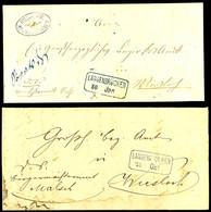 1496 "ROTH-MALSCH BAHNHOF", Postablagestempel Auf Dienstbriefvorderseite Nebst Blauem Ra2 "LANGENBRÜCKEN" Nach Wiesloch, - Other & Unclassified