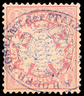 1523 1 Mk. Braunpurpur, Wz. Weite Welle, Entwertet Mit Blauem Siegel K.B.OBER-POSTAMT Der PFALZ, Mi. 110,-, Katalog: 43  - Sonstige & Ohne Zuordnung