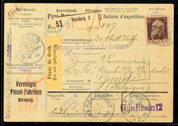 1535 80 Pfg Luitpold, Type I, Als EF Auf Auslands-Paketkarte, Von "NÜRNBERG 3 2 OCT. 12" Nach Gand/Belgien, Absendervord - Other & Unclassified