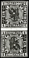 1594 1 S Schwarz Auf Weiß, Senkrechtes Kehrdruck-Zwischenstegpaar Tadellos Postfrisch, Mi. 400,--, Katalog: 2KZS ** - Bergedorf