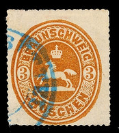 1631 3 Gr. Orangebraun, Tieffarbiges Exemplar Mit Allseits Vollständigem Durchstich Und Blauem K2 Von Wolfenbüttel, Leic - Other & Unclassified