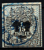 1691 1/15 Th. Schwarz, Netzwerk Grauultramarin, Farbfrisches Kabinettstück Mit Blauem K1 Von "HAMBURG", Katalog: 11 O - Hannover