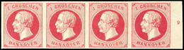 1698 1 Gr. König Georg V., A-Farbe, Postfrisch/ungebrauchter Viererstreifen Vom Rechten Bogenrand Mit RZ "9", Tadellos E - Hanovre
