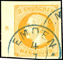 1701 3 Gr. Mit Linkem Rand Und Reihenzähler "8", Tadellos, Sign. Bühler, Katalog: 16RZ O - Hanovre
