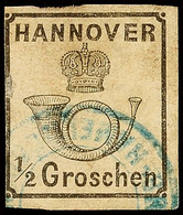 1720 "HAMELWÖRDEN BRIEFSAMMLUNG" - Blauer K3, Teilabschlag Auf Etwas Unfrischer, Links An Randlinie Geschnittener 1/2 Gr - Hannover