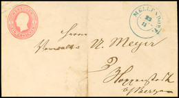 1734 "MELLENDORF" - Blauer K2, Auf GS-Umschlag 1 Gr. Nach Bergen B. Celle (Ankstspl), Mängel, Katalog: U12 BF - Hanovre