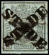 1743 "STADE" - L1, Sehr Attraktiv Ideal Zentrisch Kreuzweise Auf 1 Gr. A. Blaugrau, Zwei Kleine Dünnstellen, Katalog: 1  - Hannover