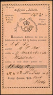 1744 "STADE" - Schwarzer L1, Klar Auf Postschein Aus 1843, übliche Faltspur  BF - Hannover