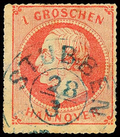 1745 "STUBBEN" - Blauer K2, Klar Auf 1 Gr. Durchstochen, Dünnstellen, Katalog: 23y O - Hanover