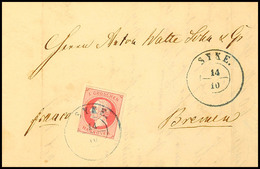 1746 "SYKE 14/10 (1861)" - Blauer K2 Im Defekten Zustand, Zwei Klare Abschläge Auf Brief 1 Gr. Nach Bremen (Ankstpl), Ma - Hannover