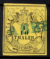 1858 "ABBEHAUSEN" - Blauer L1, Teilabschlag "ABBE" Auf Schmal- Bis Vollrandiger 1/10 Th., Katalog: 4 O - Oldenbourg