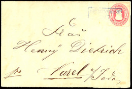 1859 "DELMENHORST" - Blauer Ra2, Auf Faltbrief 1 Gr. über Oldenburg Nach Varel, Briefpapier Hinten Kleine Fehlstelle, Si - Oldenbourg