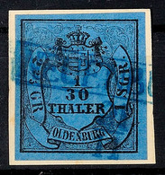 1861 "NEUENBURG" - Blauer Ra1, Klarer Teilabschlag Auf Kabinettbriefstück 1/30 Th., Katalog: 2III BS - Oldenbourg