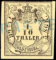 1862 "RASTEDE" - Blauer L1, Zentrischer Abschlag "RASTE" Auf Dreiseitig Breitrandiger, Oben An Randlinie Entlang Geschni - Oldenburg