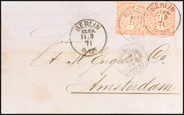 1885 "BERLIN H.ST.P.A. 11/9 71" - K1, KBHW 47 (100 Punkte), Auf Auslandsbrief 2x 1 Gr. Nach Amsterdam/Niederlande (Ankst - Sonstige & Ohne Zuordnung